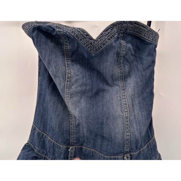 Vanilla Star Denim Short Sleeveless Dress Tiers Y2K Style strapless - Picture 1 of 12